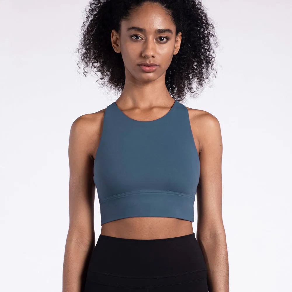 Fitness Cross Back Underwear Strappy Longline Yoga Bras Supportive Round Neck Gym Tops - Bellarte Enchanté Fitness Cross Back Underwear Strappy Longline Yoga Bras Supportive Round Neck Gym Tops